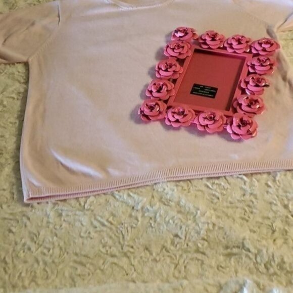 Ship 'n' Shore Vintage Light Pink Crew Neck Sz. XL Short Sleeve Sweater - Picture 1 of 5